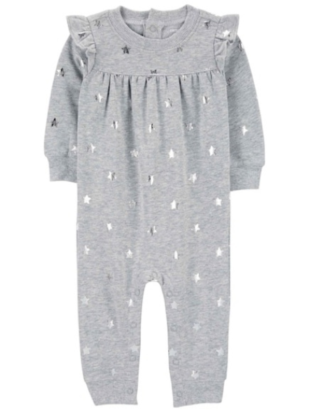 Carters Onesie Bodysuit Gray with Silver Stars Baby Girl 12m